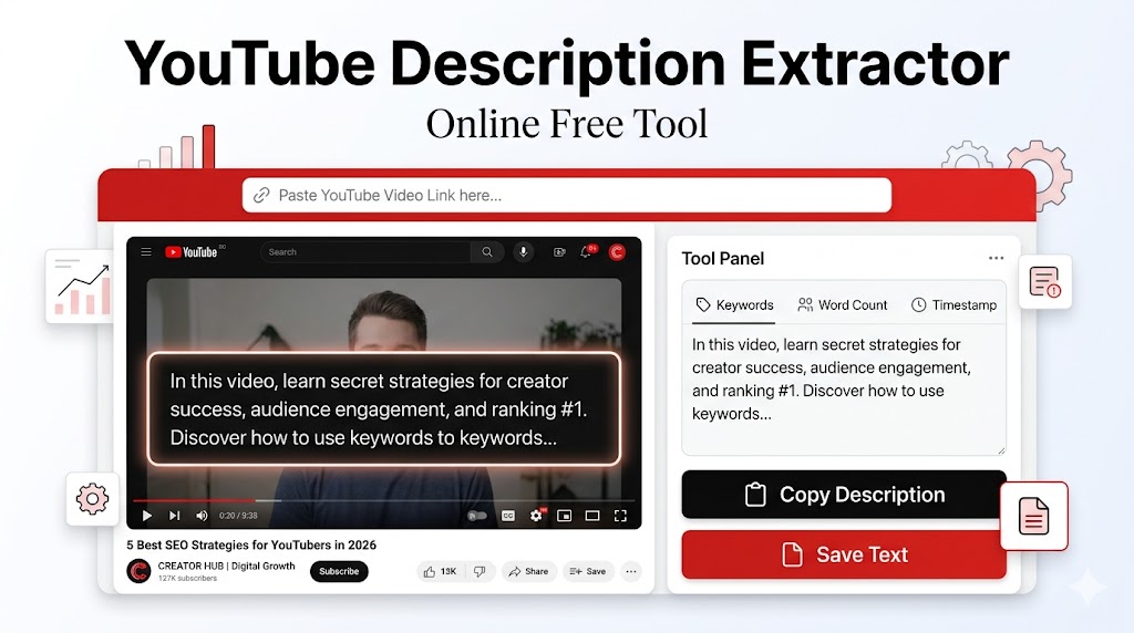 Best YouTube Description Extractor Tool in 2026 – View, Copy & Save Video Descriptions Online